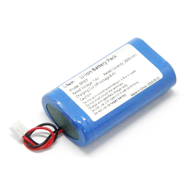 LiTech Power electric radio battery 2S1P 7.2V 5ah rechargeable 18650 cell Lithium ion battery pack