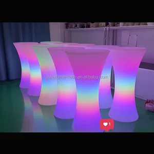 LED Bar Table with 12 Color-Changing Illumination Waterproof Outdoor Furniture for Apartment Club Event & Party Rentals