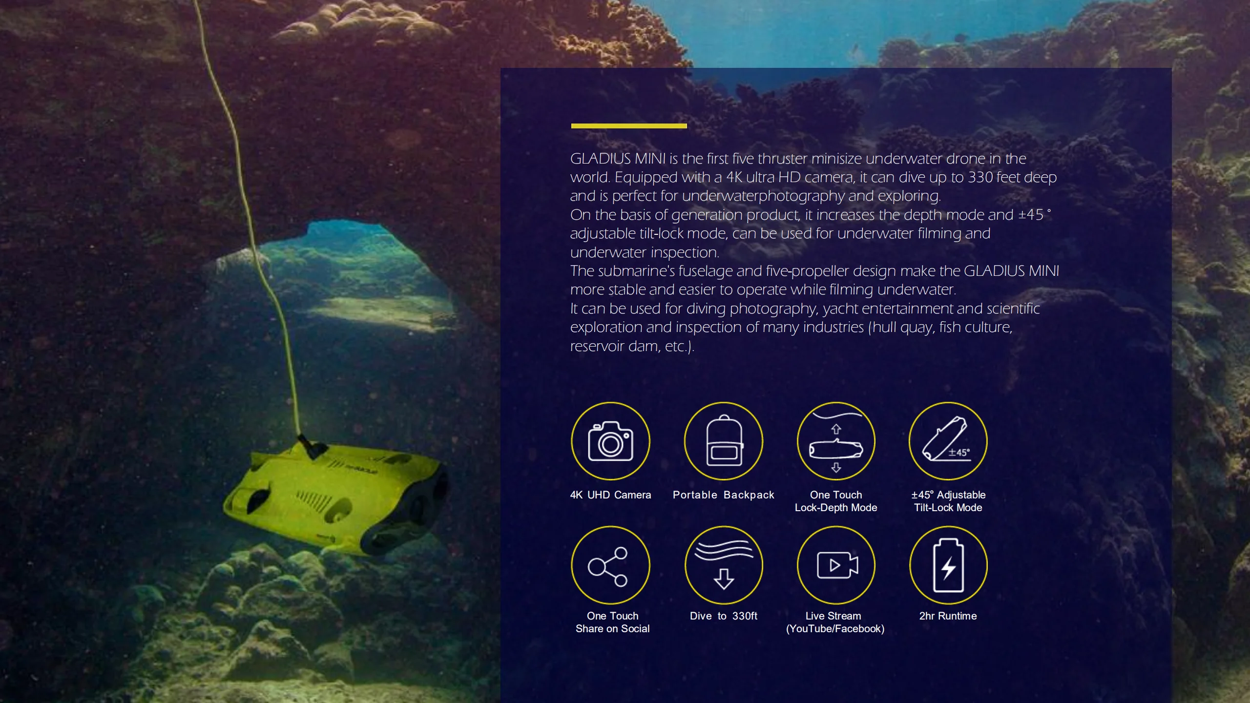 Mini Underwater Drone With 4k Uhd Live Camera Remote Control Submarine ...