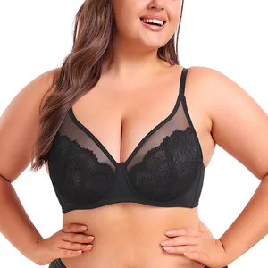 Glamorous Comfort-Focused Extended Plus Size Plus Bras Lace-Trimmed Push-Up Ultra-Thin Lightweight Women's Bras for Women