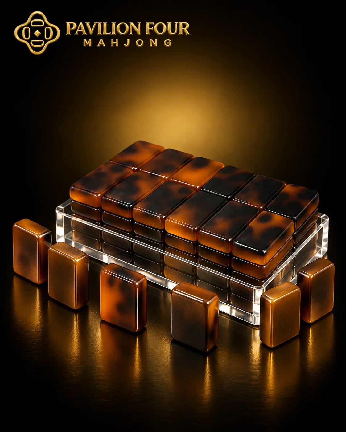 Brown Amber Acrylic Luxury American Mahjong Tiles Portable Custom Laser Carving Personalized Logo & Pattern for Entertainment