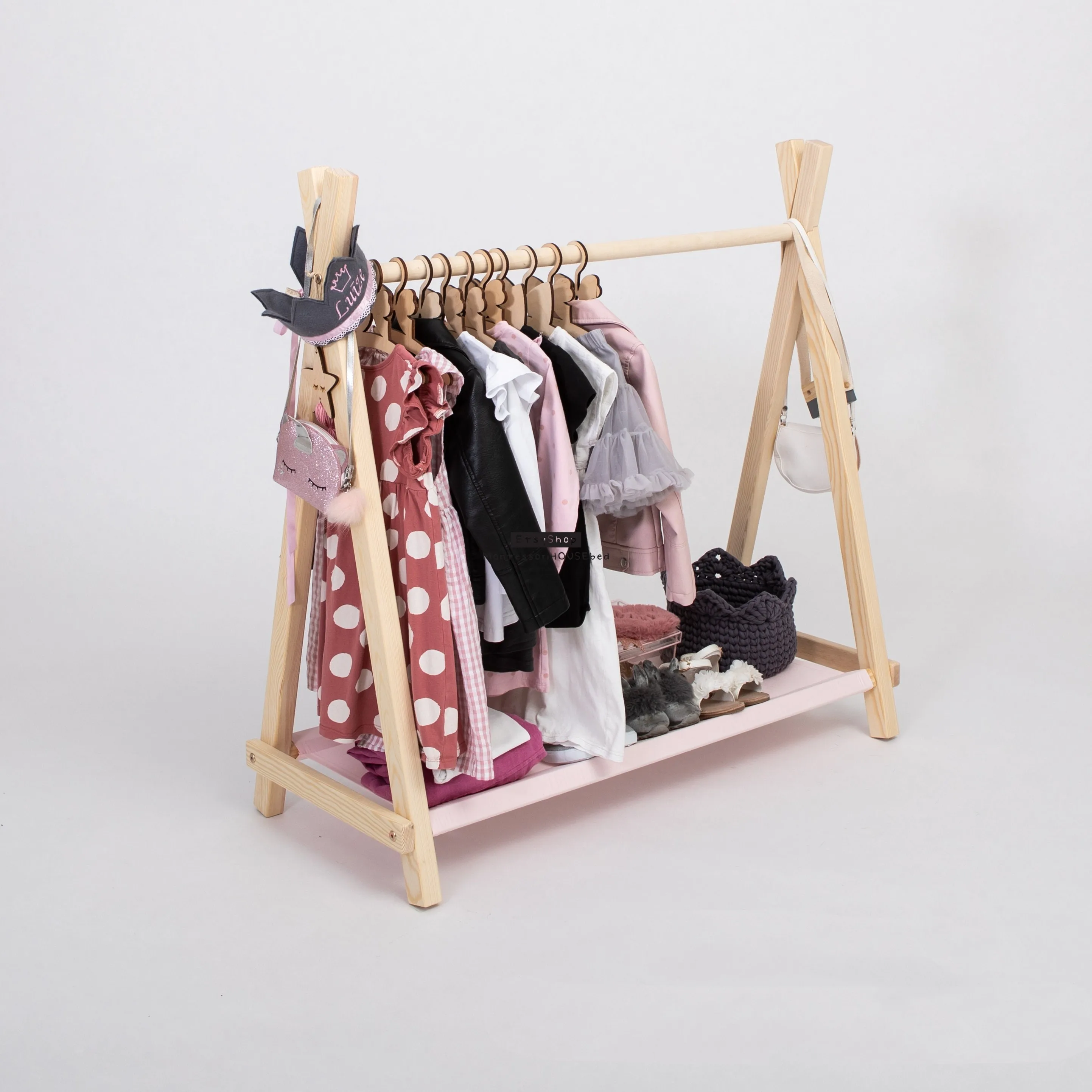 Комплект для хранения одежды и игрушек Монтессори, мебель для детской комнаты, деревянная книжная полка, шкаф для детской одежды с полками