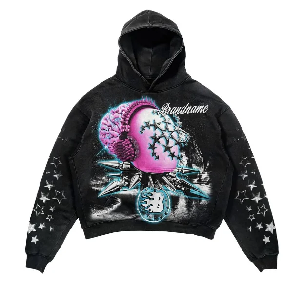 Custom Wholesale Quality Puff Printing Heavyweight Cotton Men Hoody Oversized Custom Print Luxury Pullover Cotton Custom Hoodies gallery 3