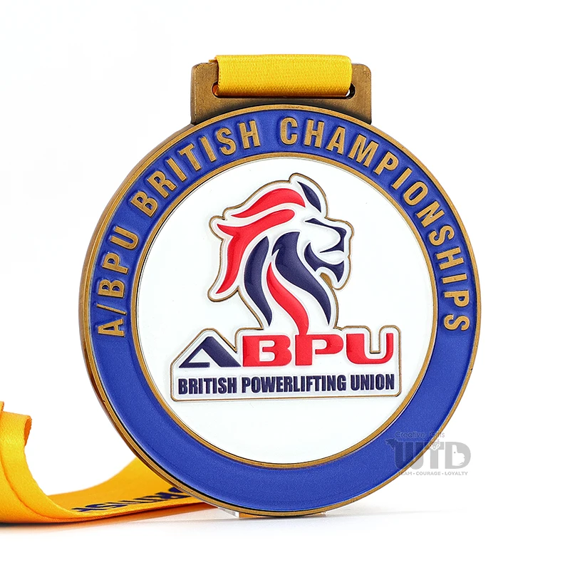 Custom High Quality Zinc Alloy Gold Medal Powerlifting Metal Medal Design with Personalized Logo Round Shapes Trophies & Medals