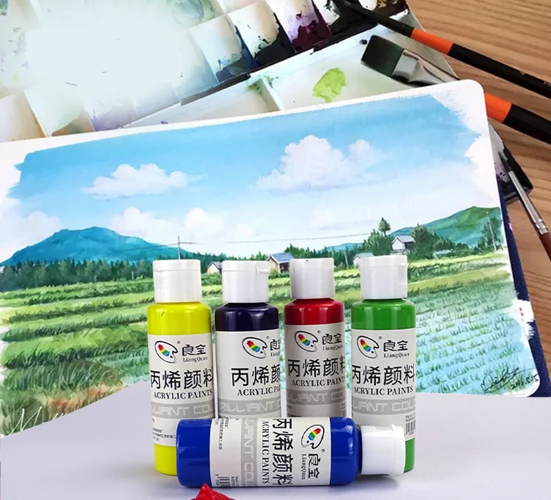 Горячая Распродажа 12 цветов 60 мл Большая Емкость Водонепроницаемая детская ручная роспись стен акриловая краска