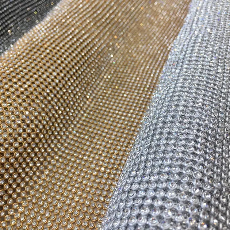 Factory Wholesale Glass Crystal Rhinestones 45x120cm Metal Net Rhinestones White ab Aluminum Metal Mesh for Garment
