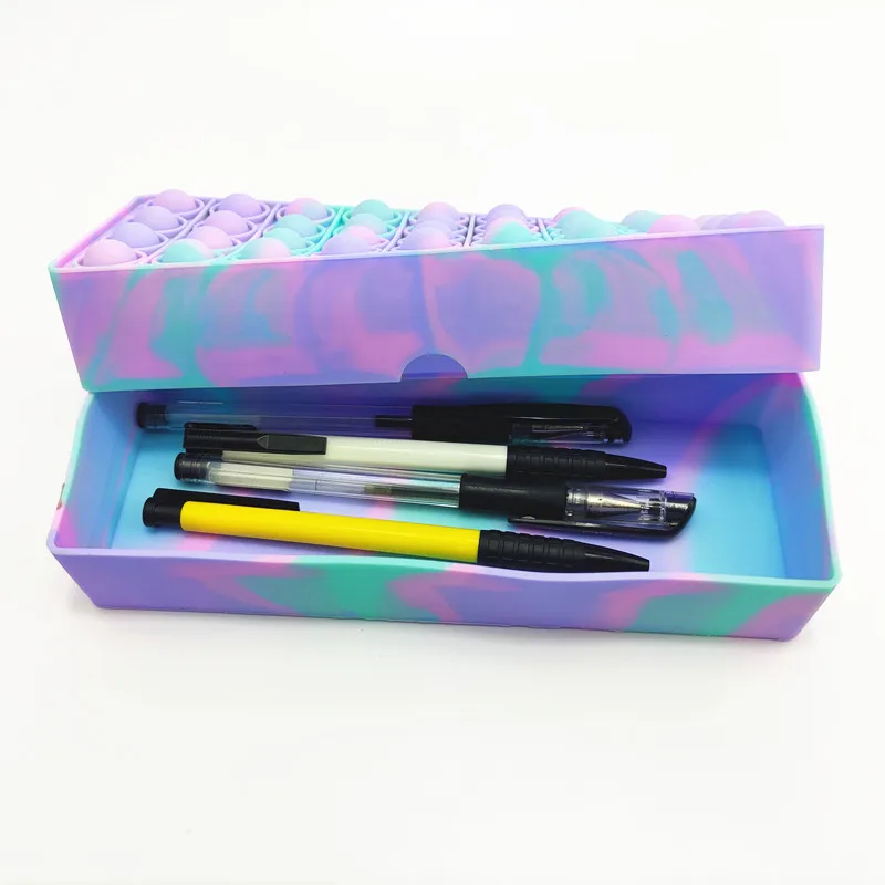 Multifunctional pencil case push pop bubble sensory pop it fidget toy stress release pop it pencil box