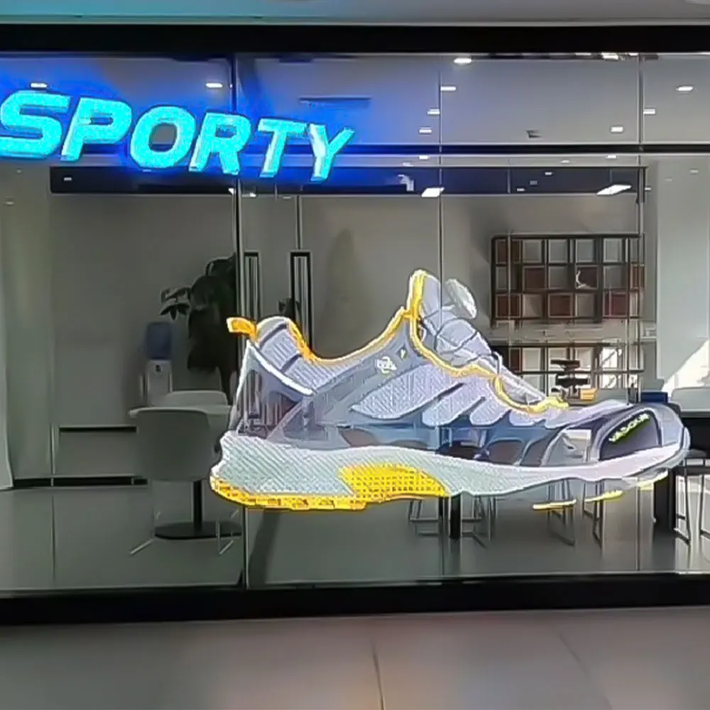 Led Holographic Invisible Transparent Screen Install on Glass Player 3d Video Led Film Screen Led Flexible Film Screen