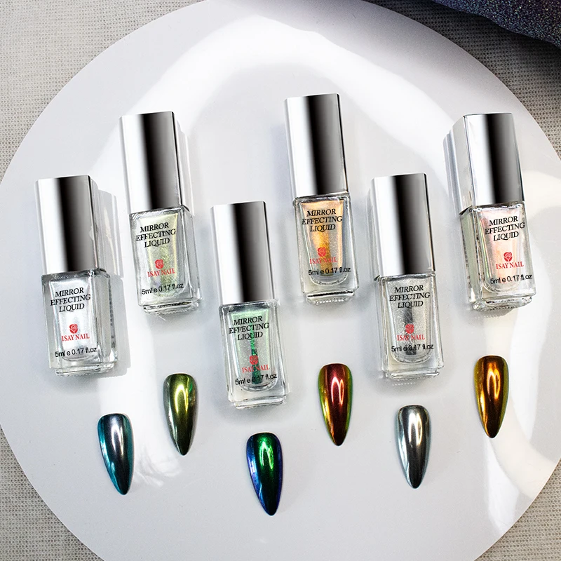 OEM производитель здоровых жидких хромированных ногтей 5 мл Красочный дизайн волшебный эффект лак для