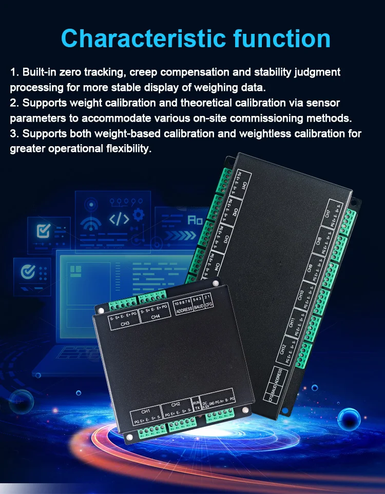 product huaqingjun 2 channel rs485 fully isolated weighing module high precision digital weighing transmitter for smart factory-5