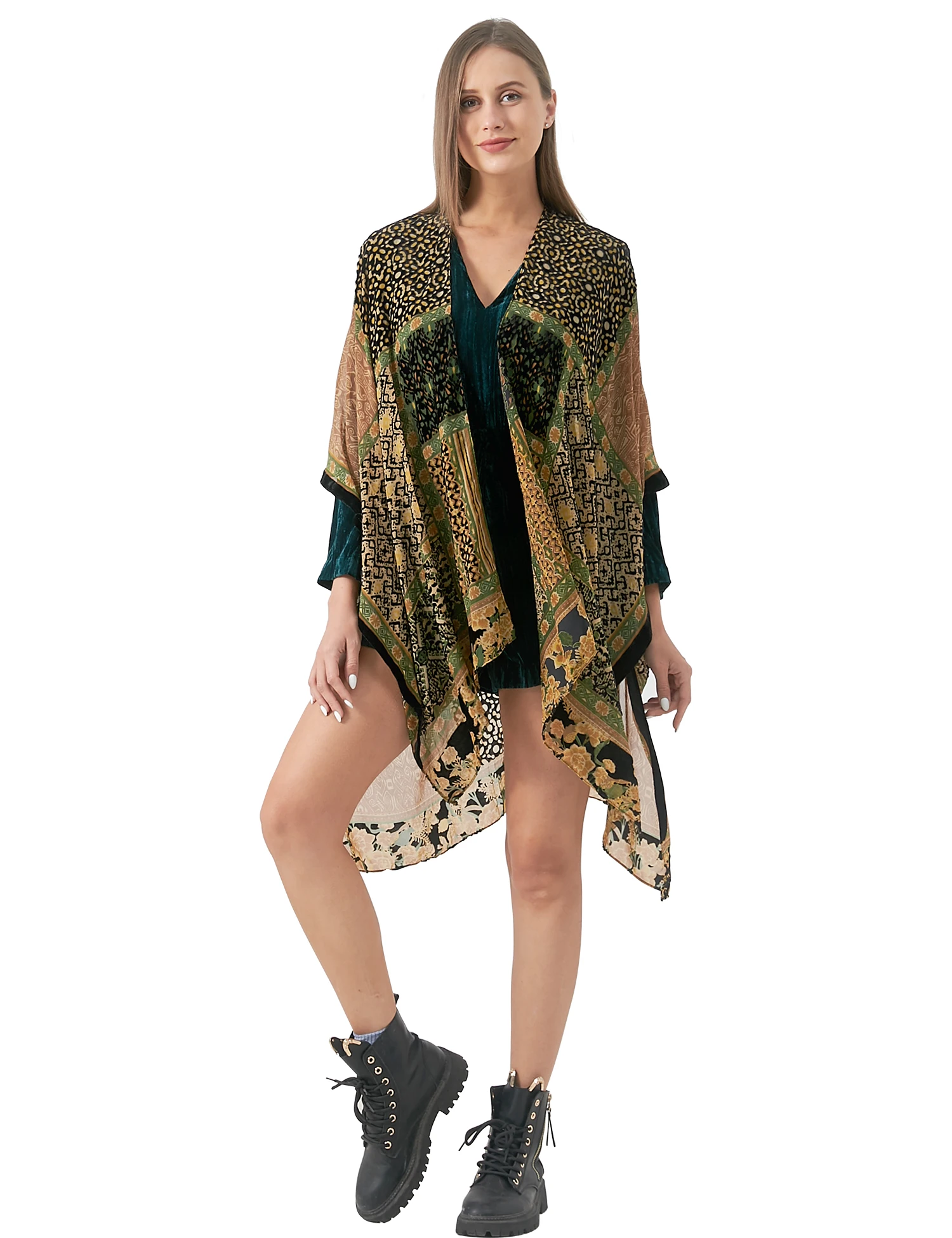 Kimono Jacket Velvet Fringe Jacket Burnout Gypsy Velvet Kimono Wearable