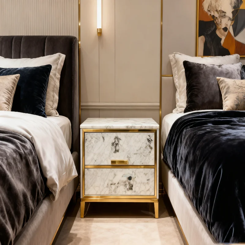 product natural stone alaska white granite modern nightstand for bedroom hotel suite villa apartment-1