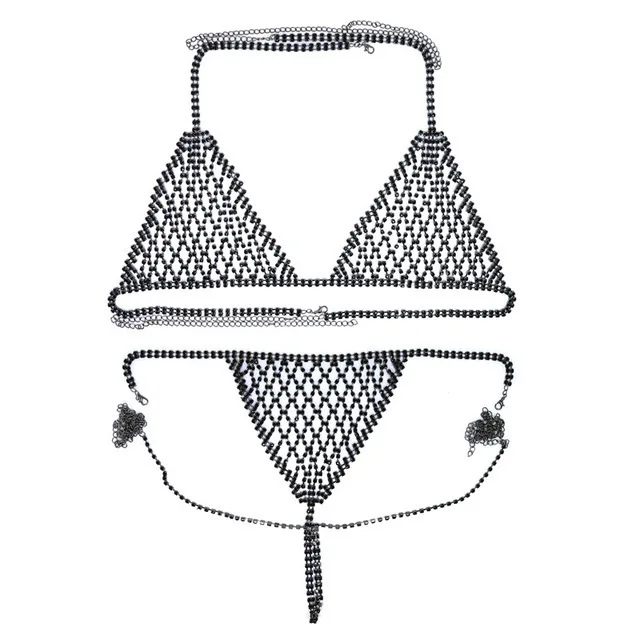 Rhinestone Swimwear Beachwear Bikini Top T-back Lingerie Set Sexy ...