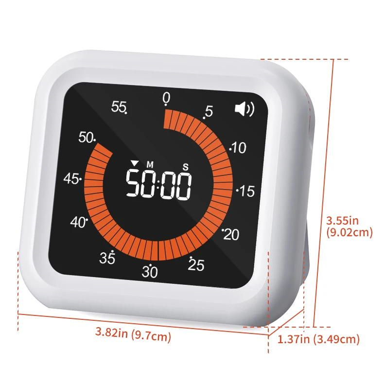 New Design Rotary Timer Positive/Countdown Low Noise Brightness Adjustment Rechargeable Smart Silent Visual Timer