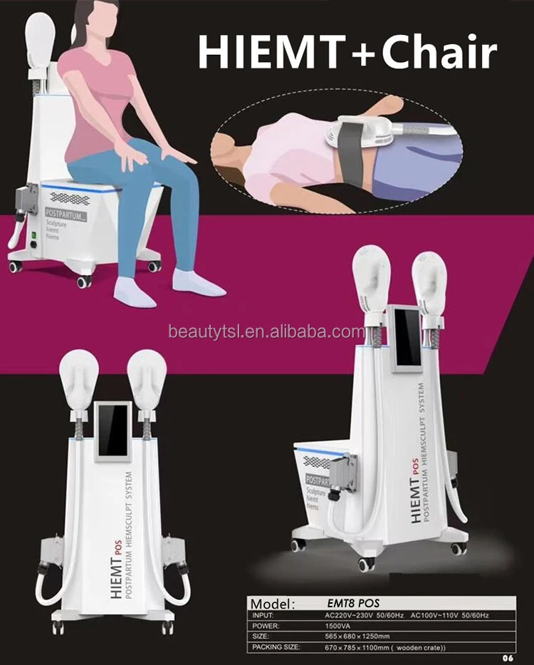 Professional pelvic floor seat chair buttock lifting fat dissolving hi emt ems electromagnetic muscle chair hiemt pos pro max
