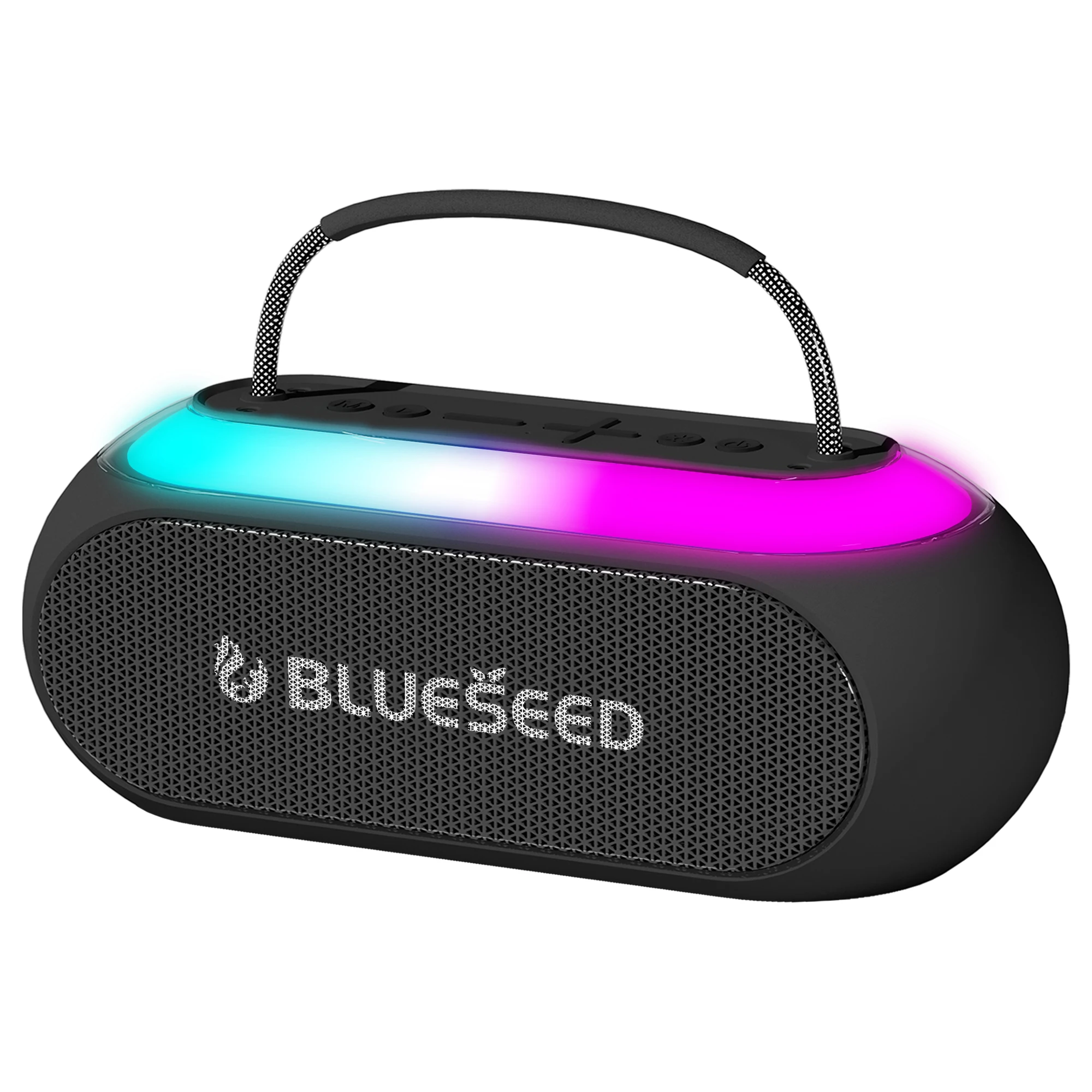 Mini Portable RGB LED Audio Player with Aux Cable Home Theatre Mobile Phone Speaker Battery Operated Parties Events Made Plastic