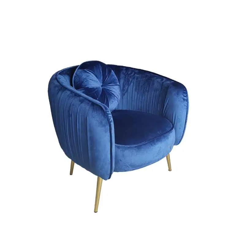 overstuffed blue chair