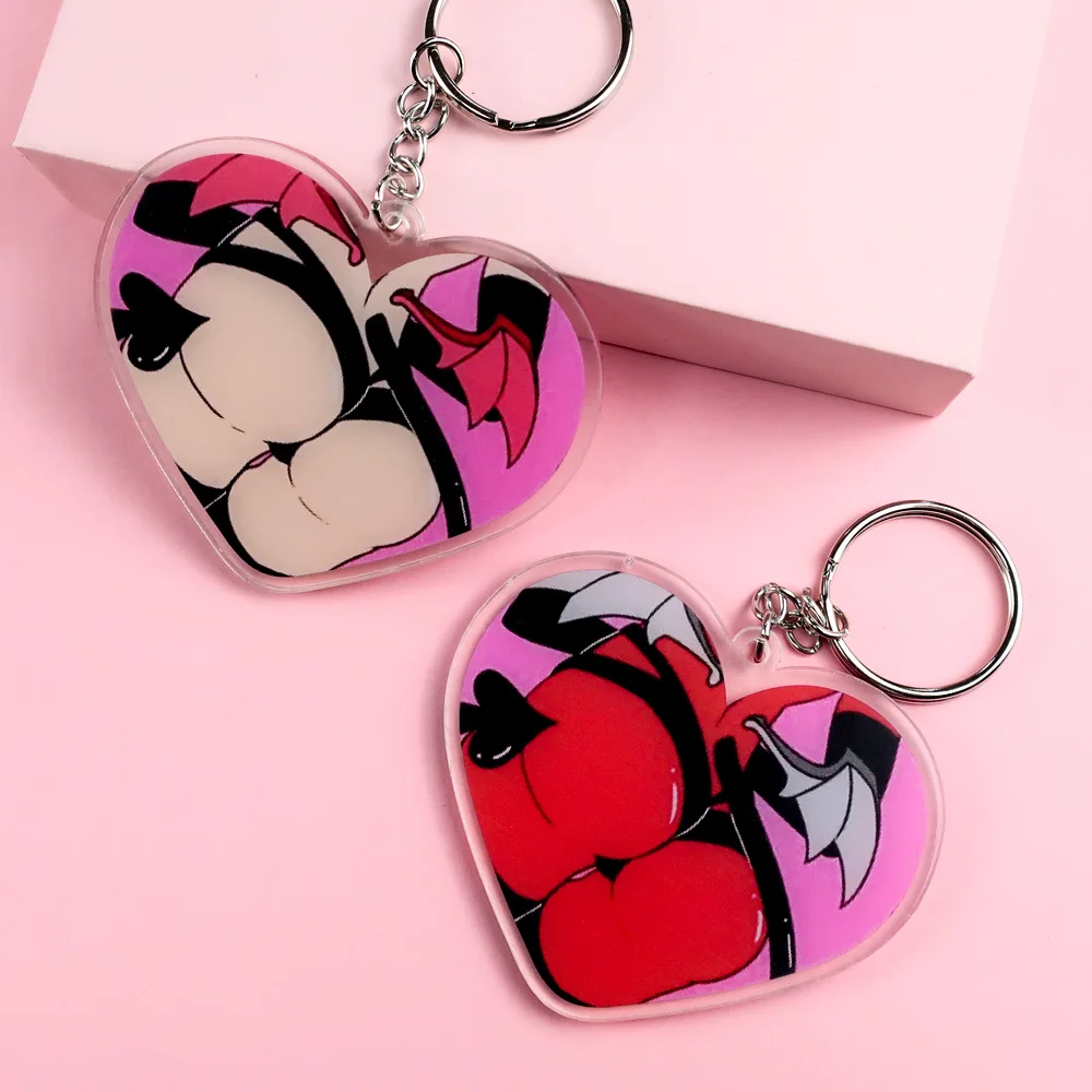 Custom Printed Magnetic Heart clear Epoxy Acrylic Keychain Charm
