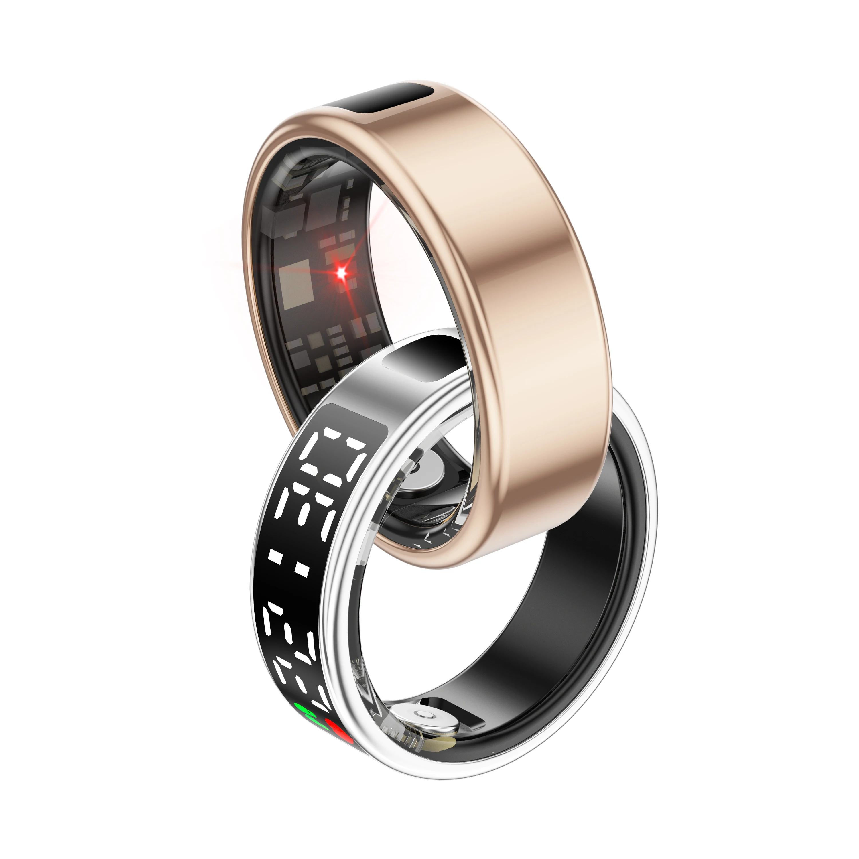 2025 Smart Screen Rings Charging Case Gesture Control Stainless Steel Health Monitoring Heart Rate Blood Oxygen SR08 Smart Ring
