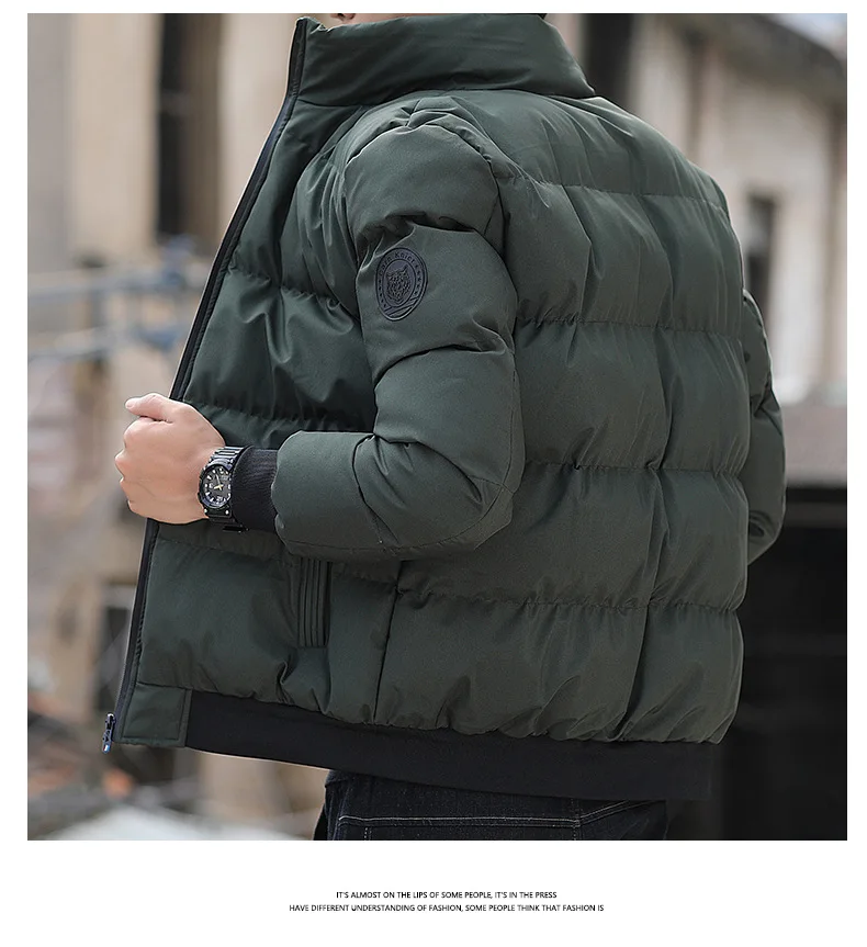 Herrenmode Stehkragen Tops Dicke Brot Kleidung Gesteppte Wattierte Jacke Männer Flauschige Winter Warme Übergrößen Jacken_voghion.com