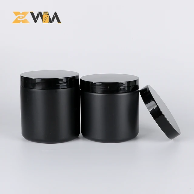 HDPE Black Plastic Facial Mask Jar Screw Cap Custom Label for Hair Mask Face Cream Toner Sizes 200ml 250ml 300ml 450ml 500ml