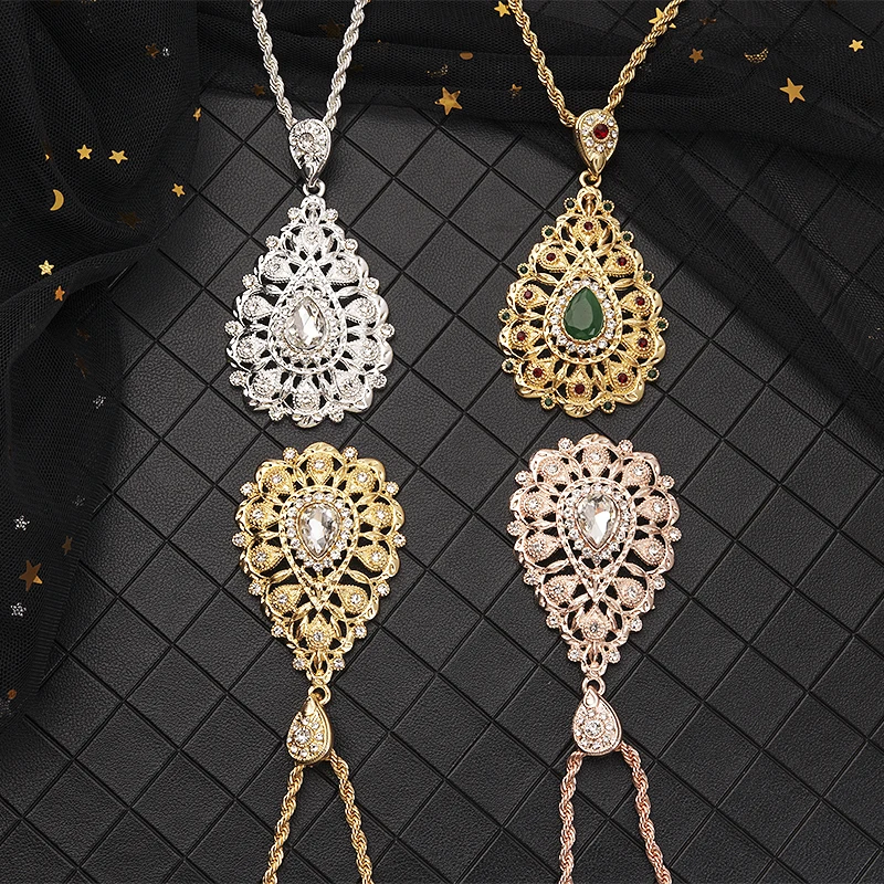 Moroccan Golden Long Pendant Necklace 