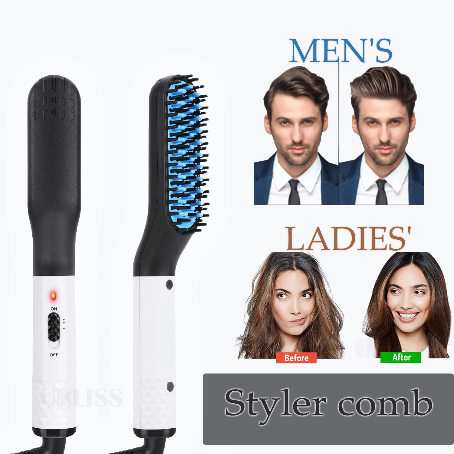 PTC Heater Mini Comb OEM Straightener Brush 360 Degrees Rotation Hair Comb