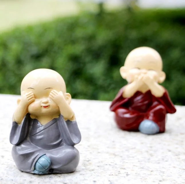 4 шт. симпатичный набор керамическая статуя маленького Будды керамика маленькое количество Смеющийся Монах Красный портативный автомобиль для дома