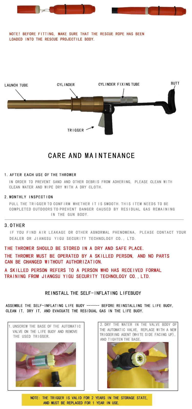 Pneumatic Rescue Lifesaving Equipment Line Thrower Marine Lifesaving