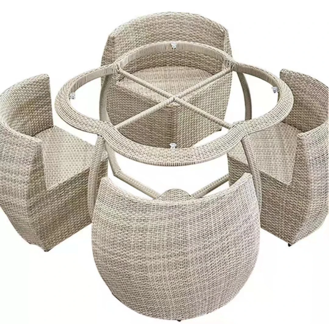 Modular Sectional Sofa 5 in 1 Rattan Wicker Outdoor Furniture Table and 4 Chairs Patio Garden Cottage Courtyard Beach Outdoor