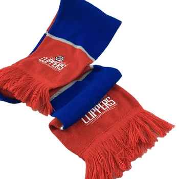Wholesale factory double layer custom knitted jacquard soccer Club fan scarf football scarf