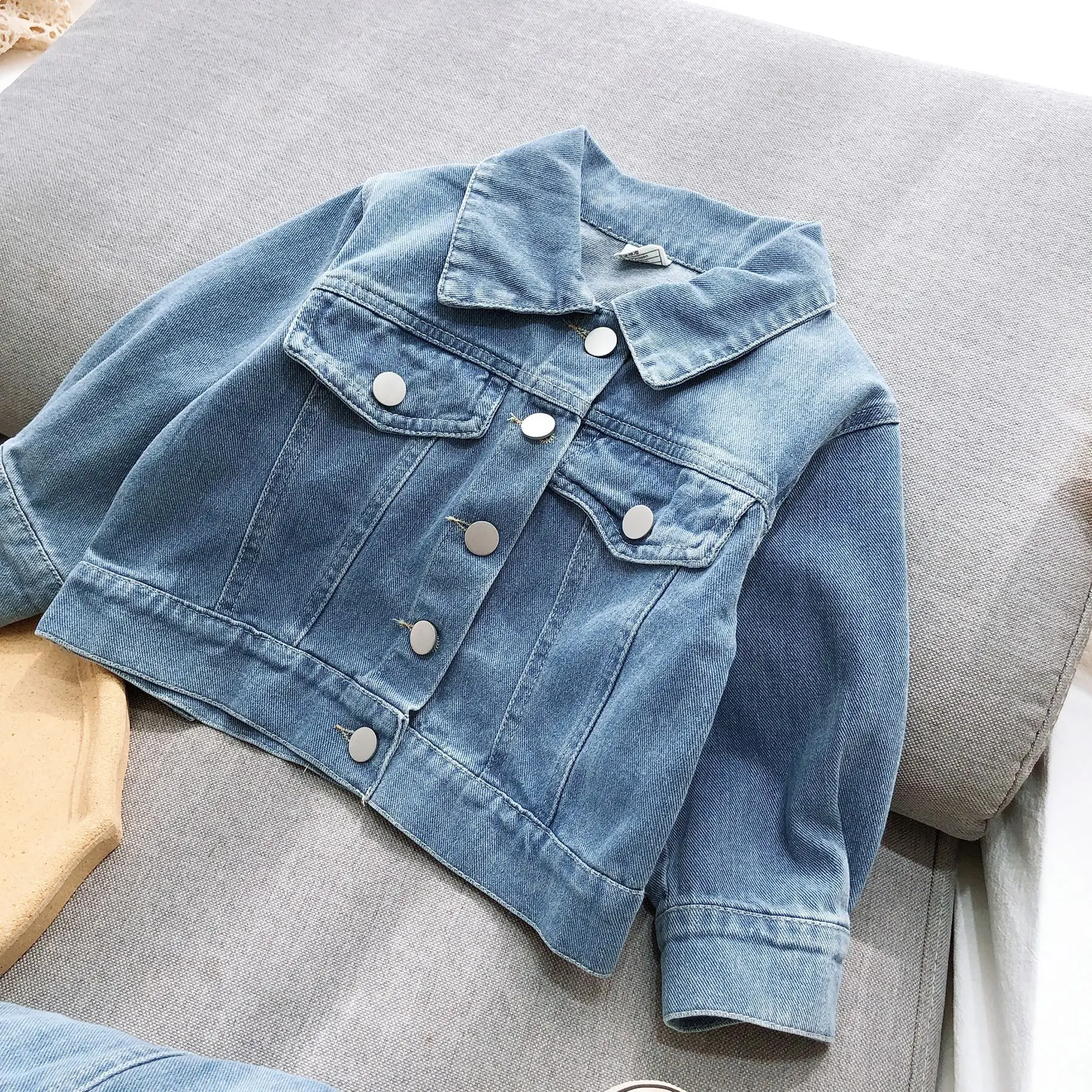Spring Letter Jeans Jacket With Skirt 2pcs Autumn Children Cowboy Set Blue Denim Clothing Girls Outfits High Fashion Clothes