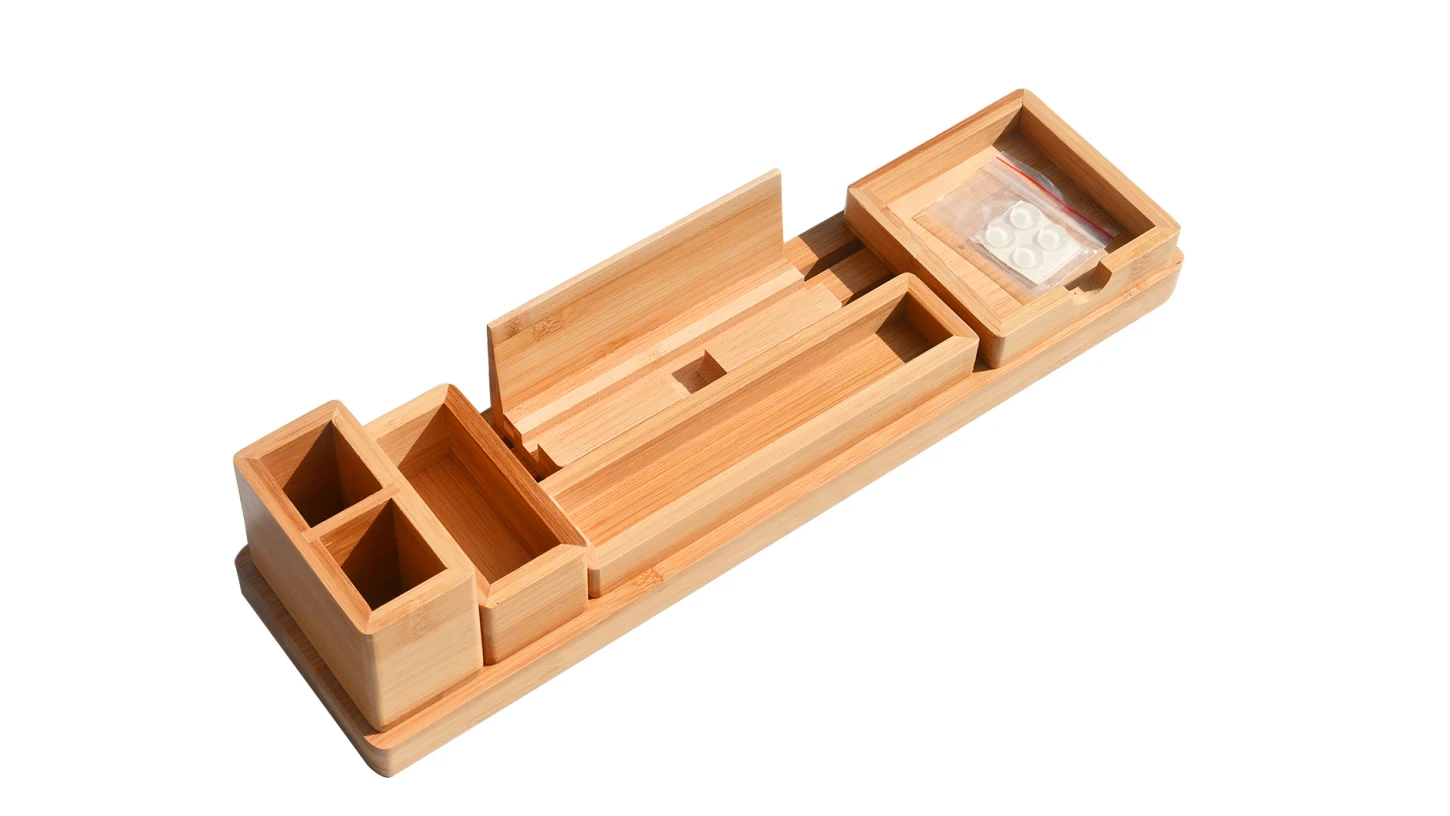 Bamboo Office Supplies Desk Organizers And Accessories With Handle All ...