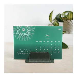Low MOQ Custom logo Muslim Hijri 2026 Calendar Arabian Weekly Monthly Memo Diary PU Leather Desktop Planner Paper Desk Calendar