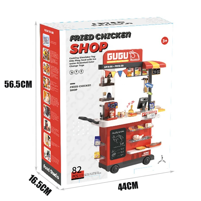 New Product Large Educational DIY Fast Food Truck Preschool Pretend Toys Set Kids Shopping Toys 102cm Fried Chicken Shop