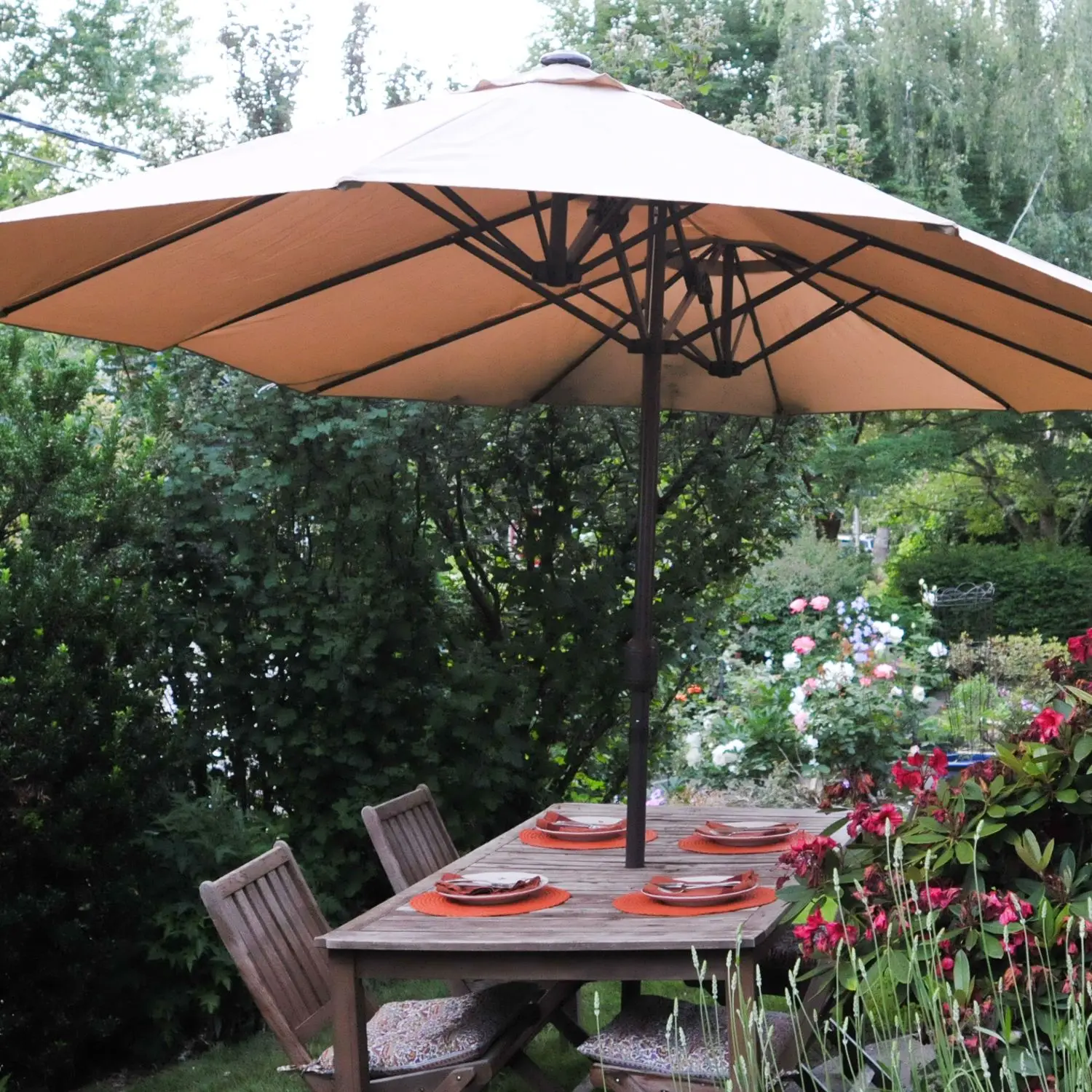iwicker 15 ft double-sided patio umbrella PURPLE LEAF 15x9ft Rectangular Outdoor Market with Base, Light Grey Suitable for Various Spaces PatioKingdom 15FT Large Patio Umbrella