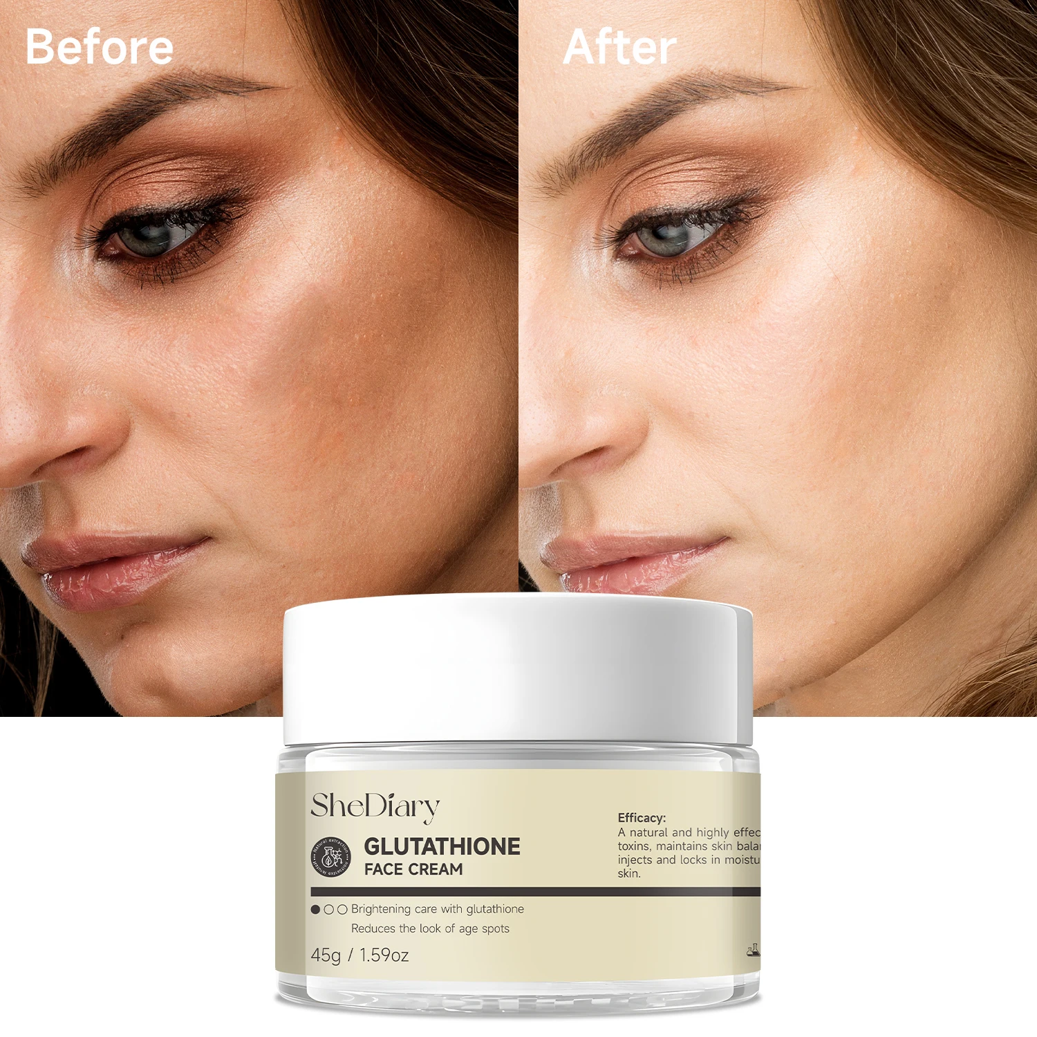 Shediary Organic Night Cream With Retinol Arbutin Glutathione For Dark Skin Whitening And Lightening Face
