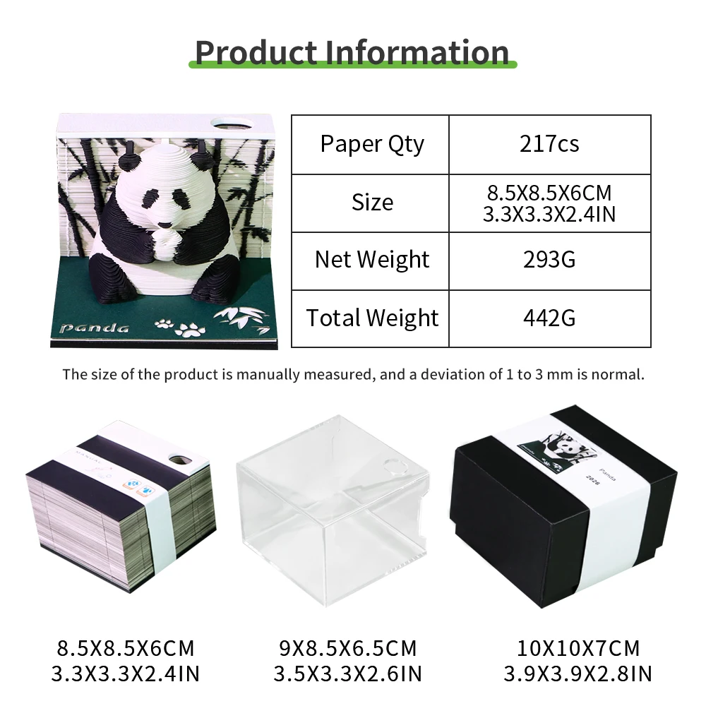 2026 Calendar 365 Days Panda 3D Model Paper Sheets Block