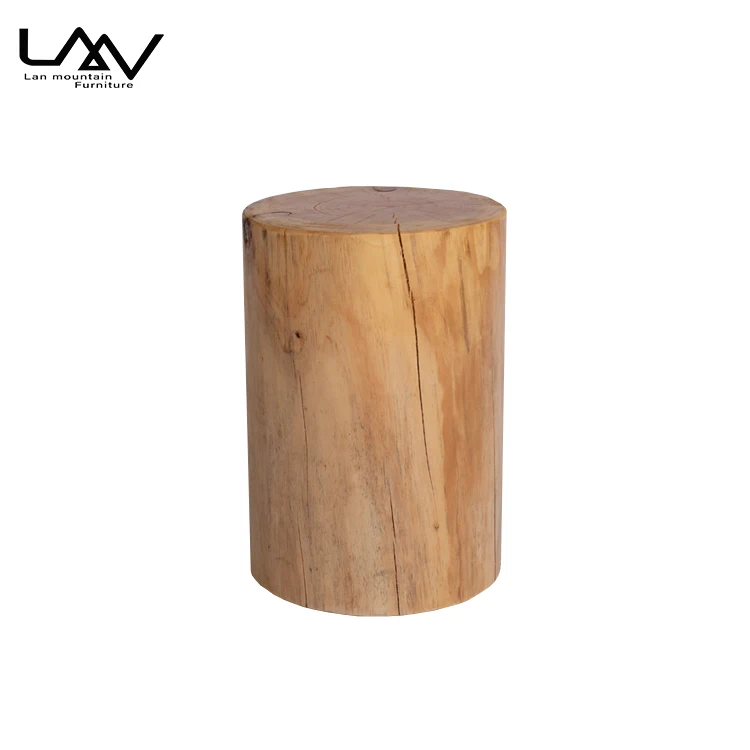 ユニークなデザイン無垢材バースツールミニマリスト木製切り株サイド