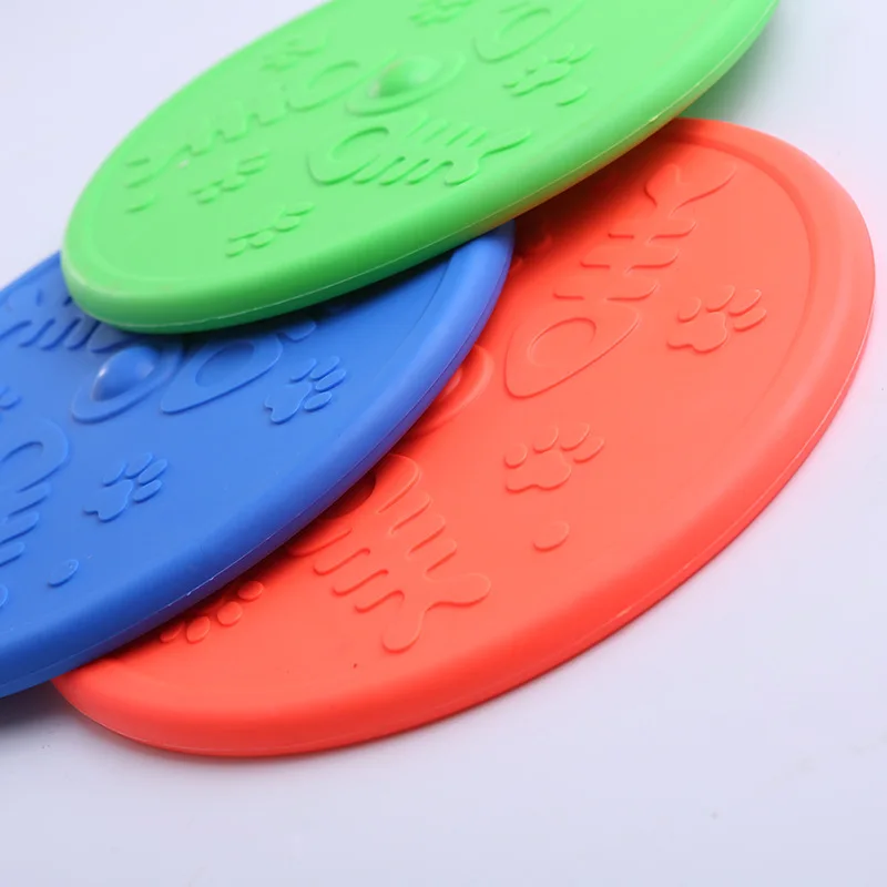 Durable TPR Flying Disc for Dogs Fish Print Round Rubber Pet Chew Toy for Outdoor Interactive Training