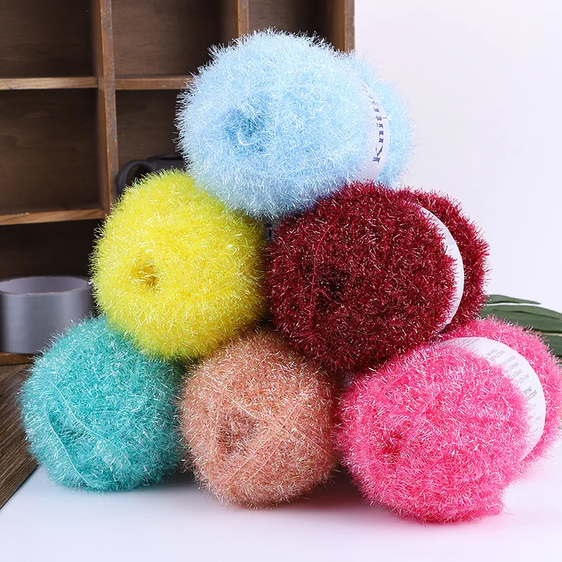 Wholesale Fancy Smooth Hand Knitting Polyester Dish Towel Glass Scrubby Yarn for Crocheting