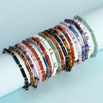 Hot Sale Best Price High Quality Wholesale Cube and Round Bead Crystal Natural Stone Bracelet