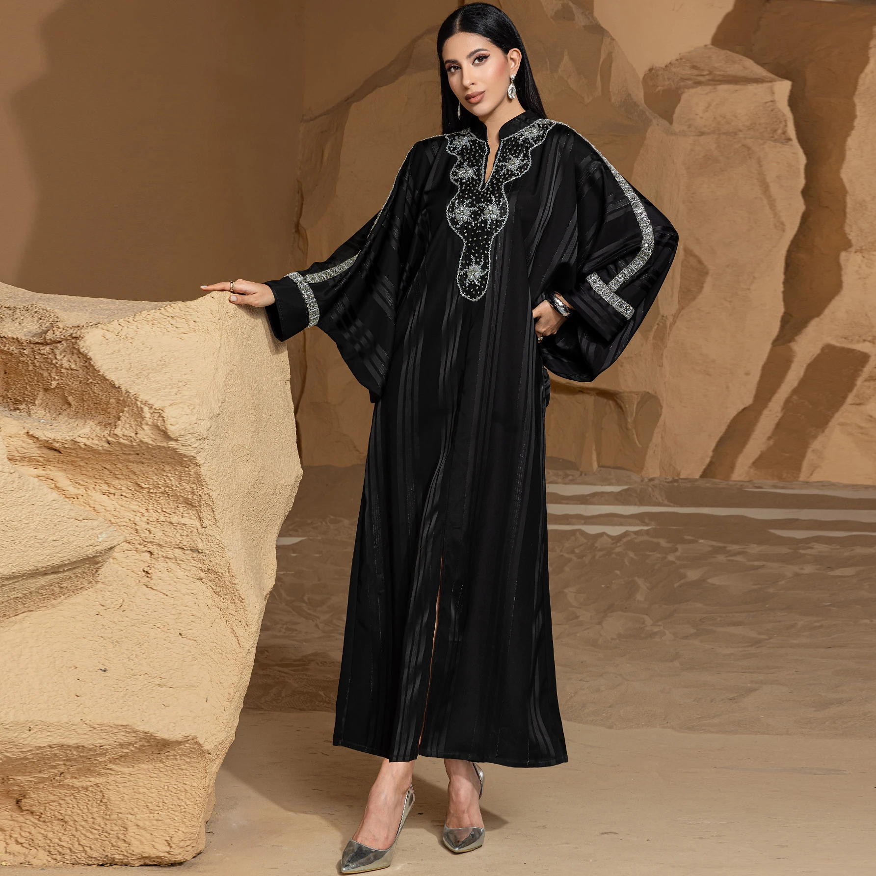 Custom Turkish Muslim Women Casual Dress Comfortable Long Sleeve Clothing  Pakistan Printed Islamic Traditional Elegant Clothing