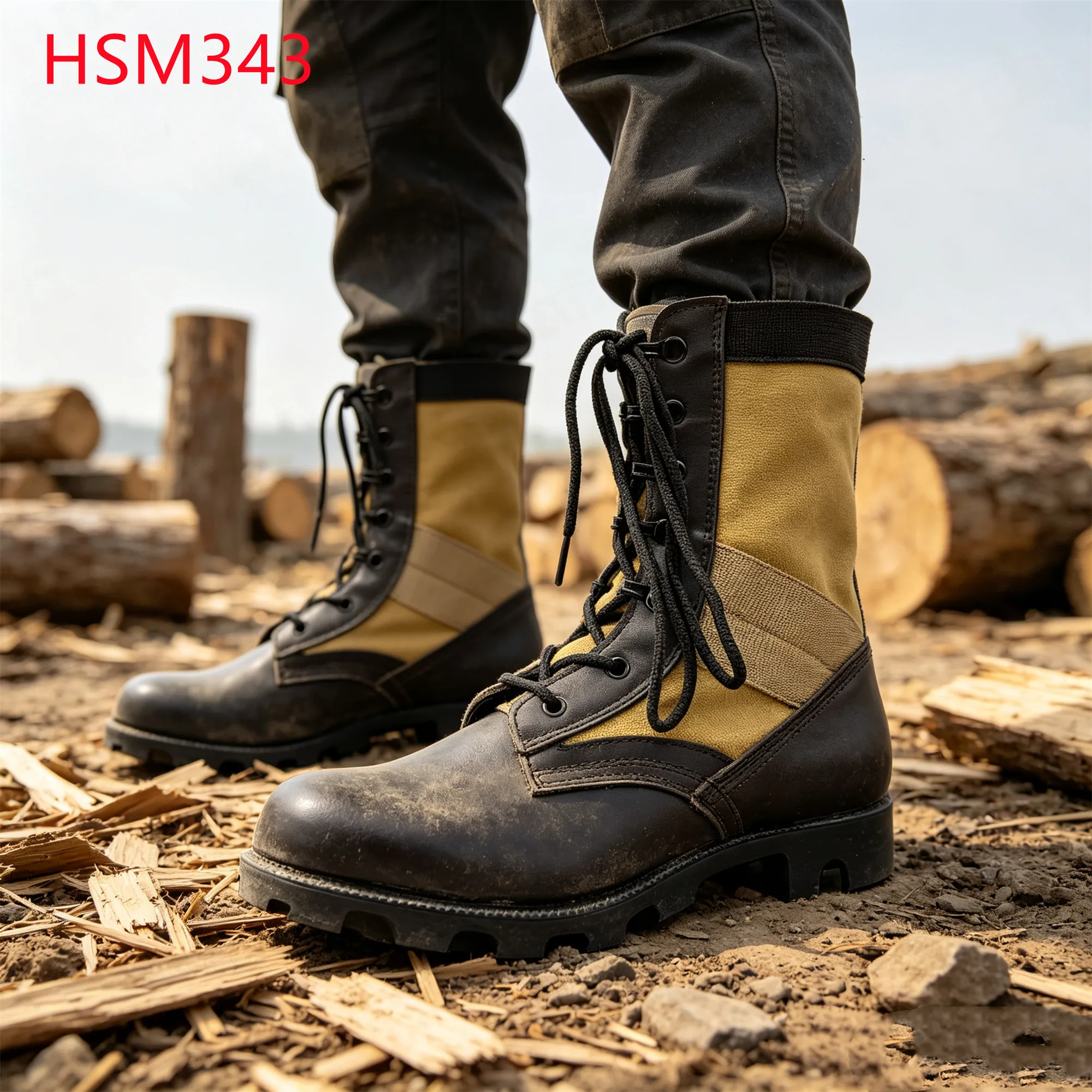 LXG,field Tested Vulcanized Rubber Sole Hua Singh Jungle Boots Dense Bush Thicket Dark Brown Combat Boots for Lumberjack HSM343