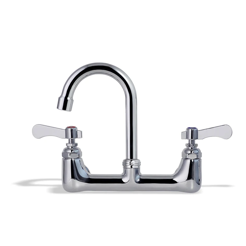 Commercial Kitchen Faucets Wall Mount 2 Holes Classic Kitchen Sink Mixer Tap Faucet With Brass Stainless Steel Kitchen Faucet manufacture
