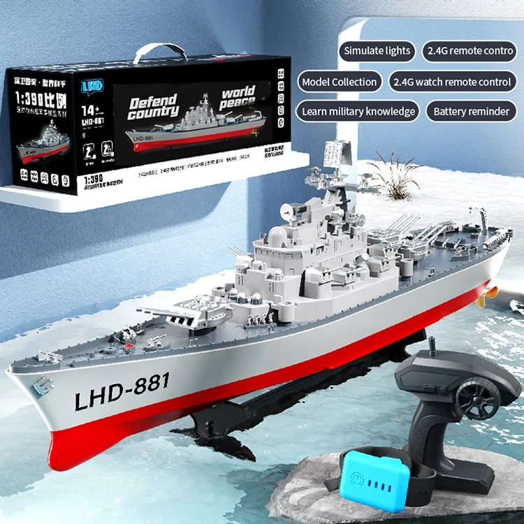 Qxquisite 1/390 Scale 4CH Remote Control Electric Sea Rider Military  Warship Toys Battleship RC Military Warship Model Ship