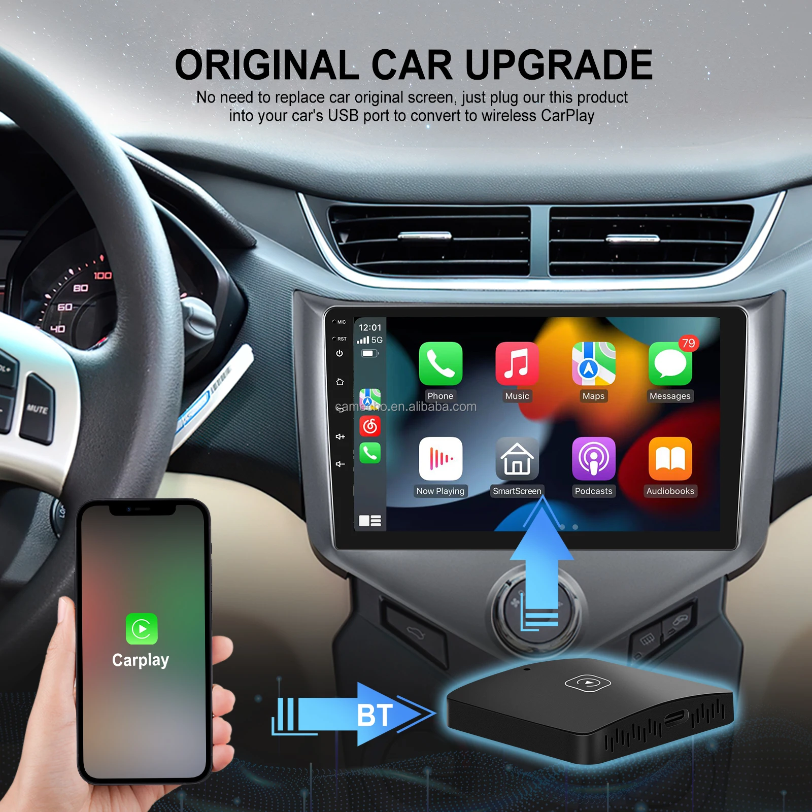 Camecho Carplay Ai Box Ota Wireless Carplay Car System Upgrade Car