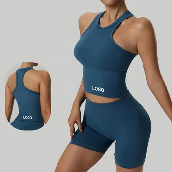 Wholesale Quick Dry Women's Sports Outfit set Custom Fitness Gym set Of 2 For Women Female Gym Wear With Logo