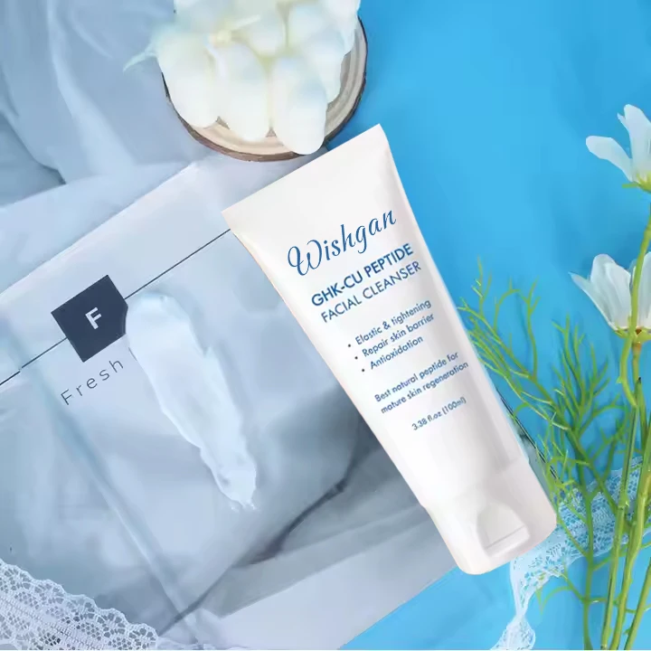 Blue Copper Peptide Face Wash Repair Skin Barrier GHK-CU Deep Cleansing  Cream Sulfate Free Facial Cleanser Acne Resurface