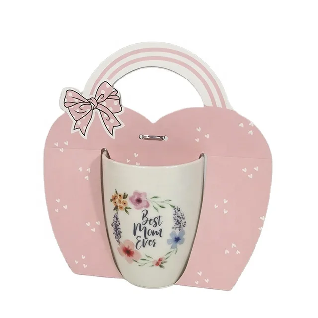 Newest Cute pink Handheld Color Box Mother's Day Gift Coffee Mug